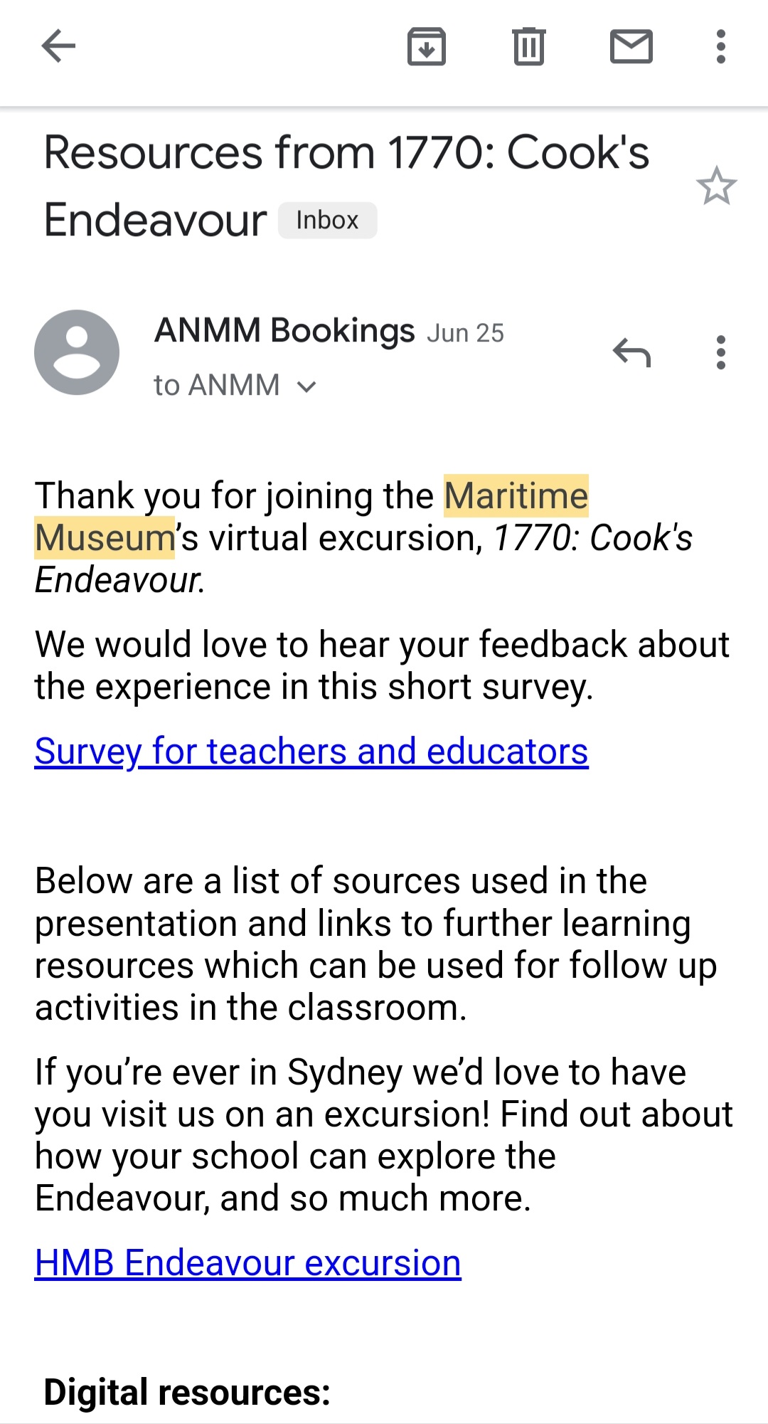Cook's Endeavour activities 2