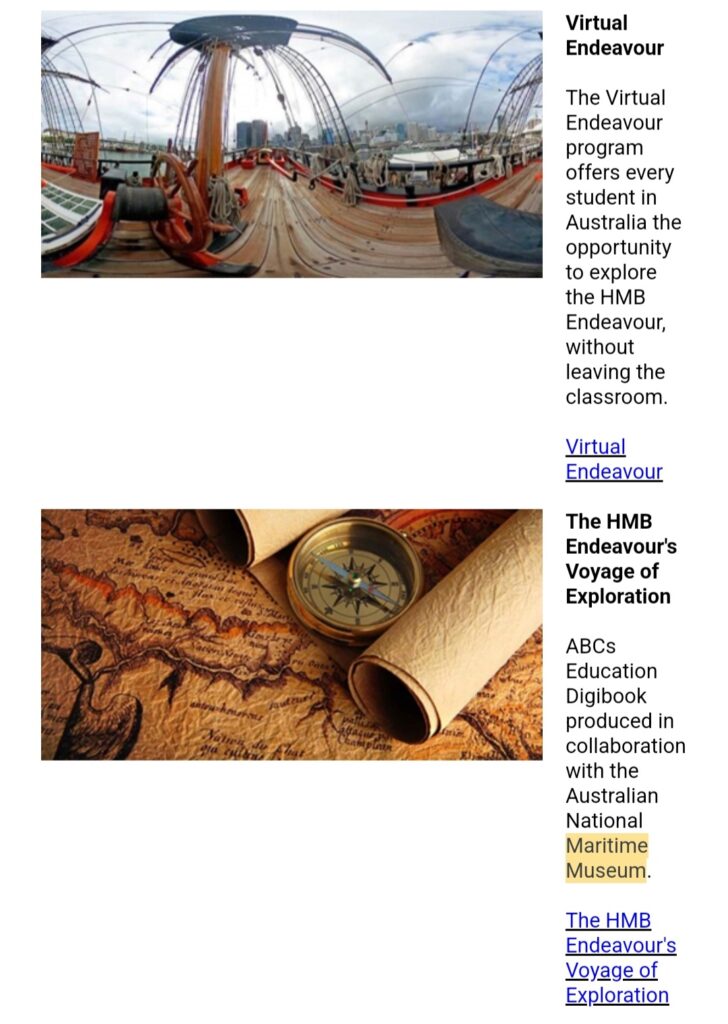 Cook's Endeavour activities 4