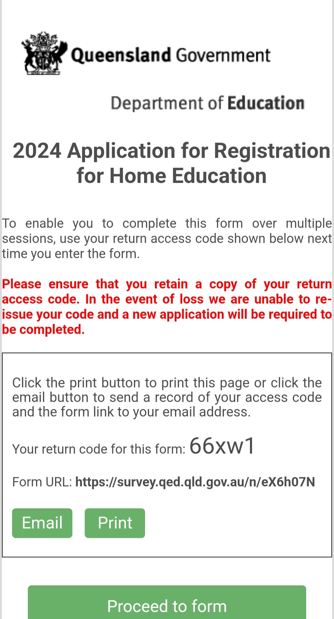 Return code for HEU registration