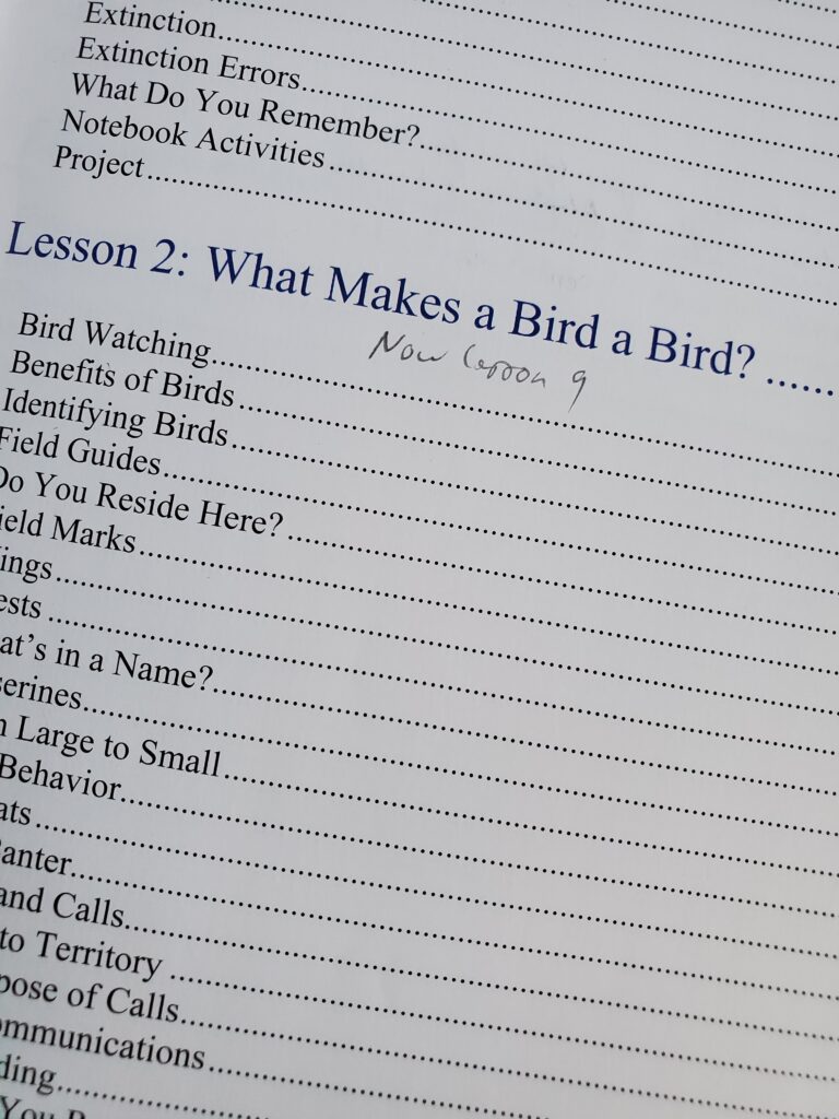 Bird lessons switched in Zoology 1 Apologia