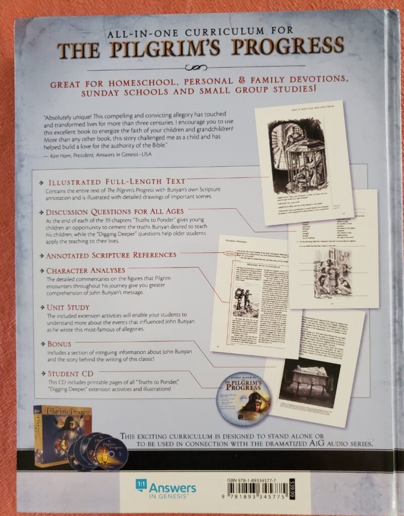 Back Cover of The Pilgrim's Progress Curriculum