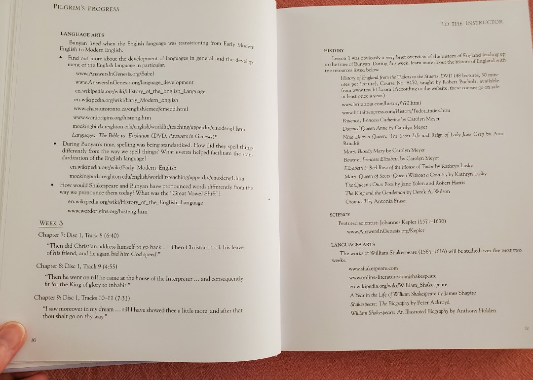 The Pilgrim's Progress Curriculum across subjects