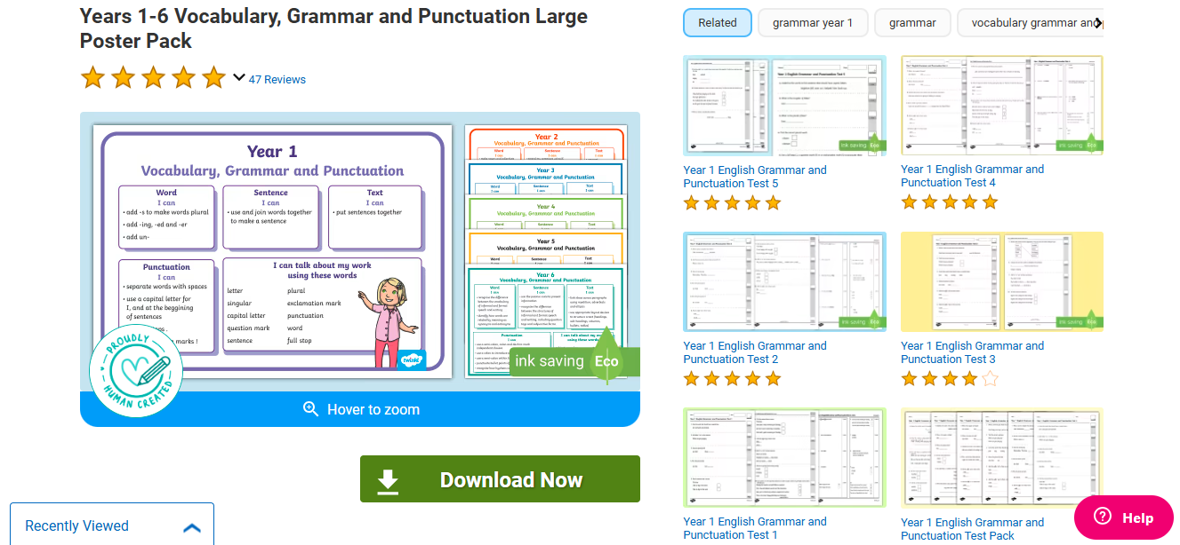 Twinkl curriculum target posters.