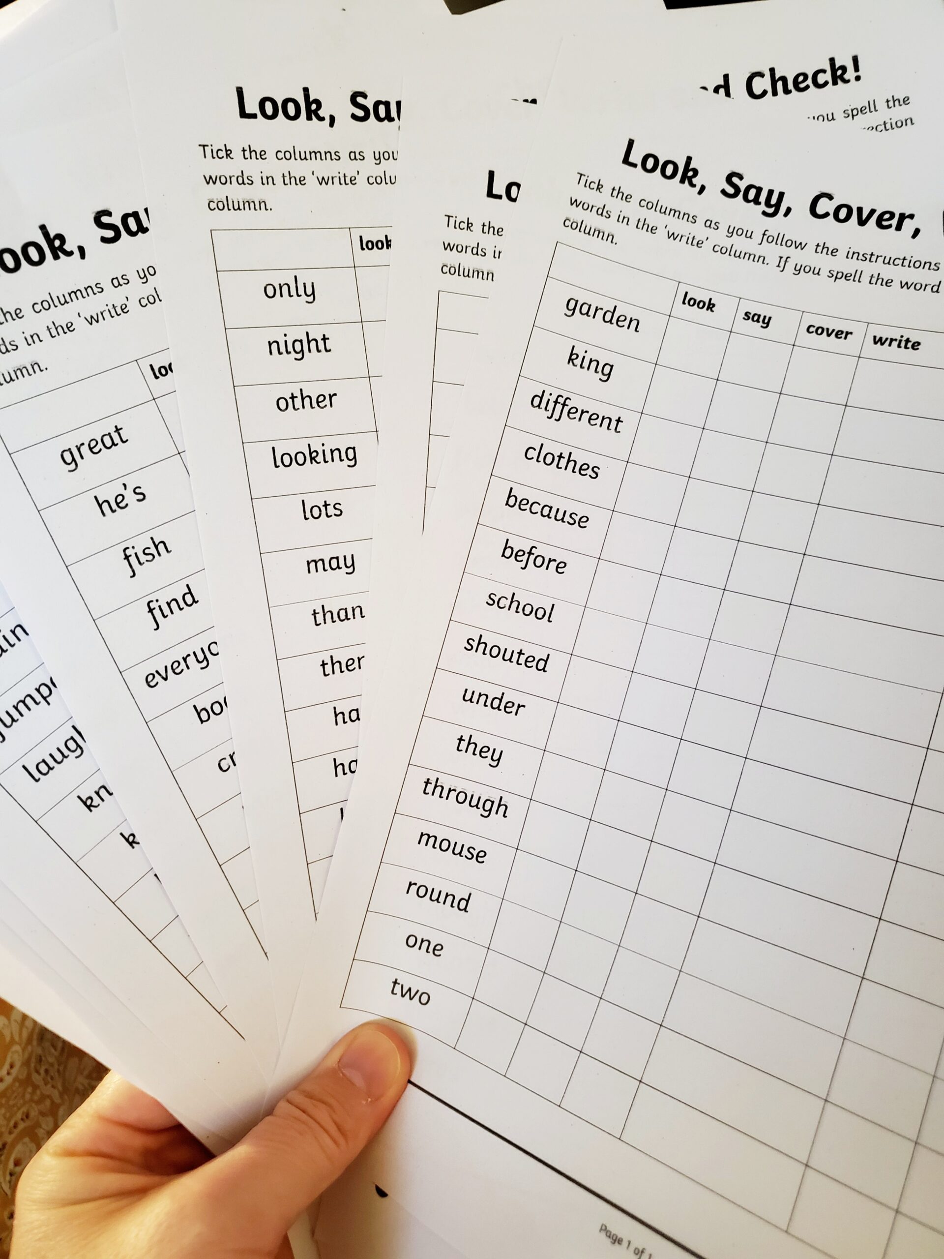 Look, cover, write, check